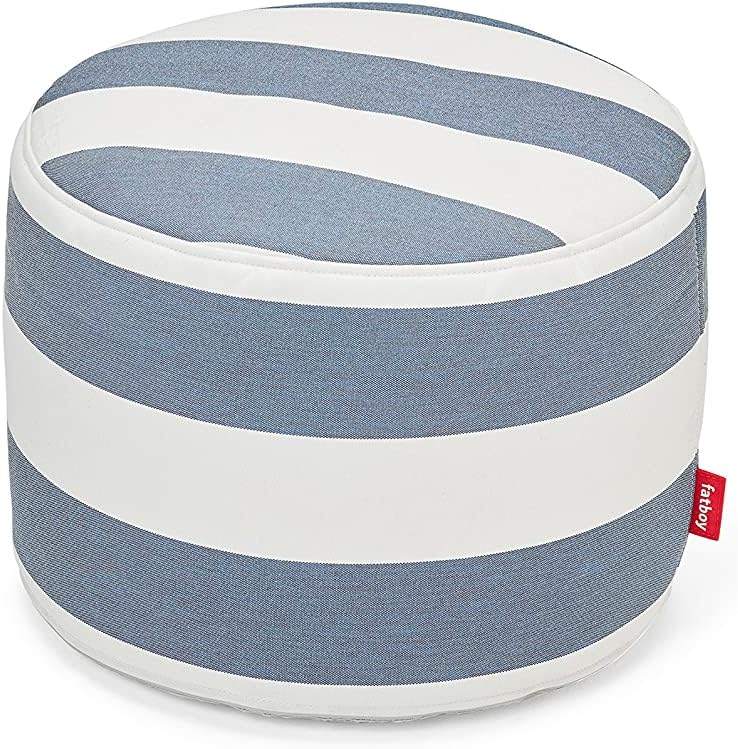 Fatboy Point Outdoor Pouf Ottoman, Stripe Ocean Blue