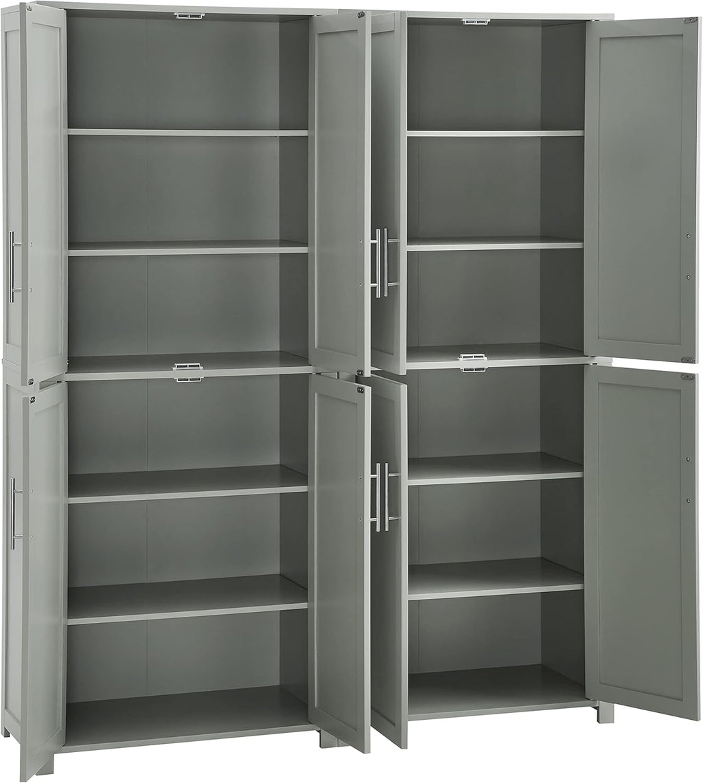 Crosley Furniture Savannah 2-Piece Pantry Storage Cabinet Set with Shelves, Kitchen, Dining, or Laundry Room, Gray