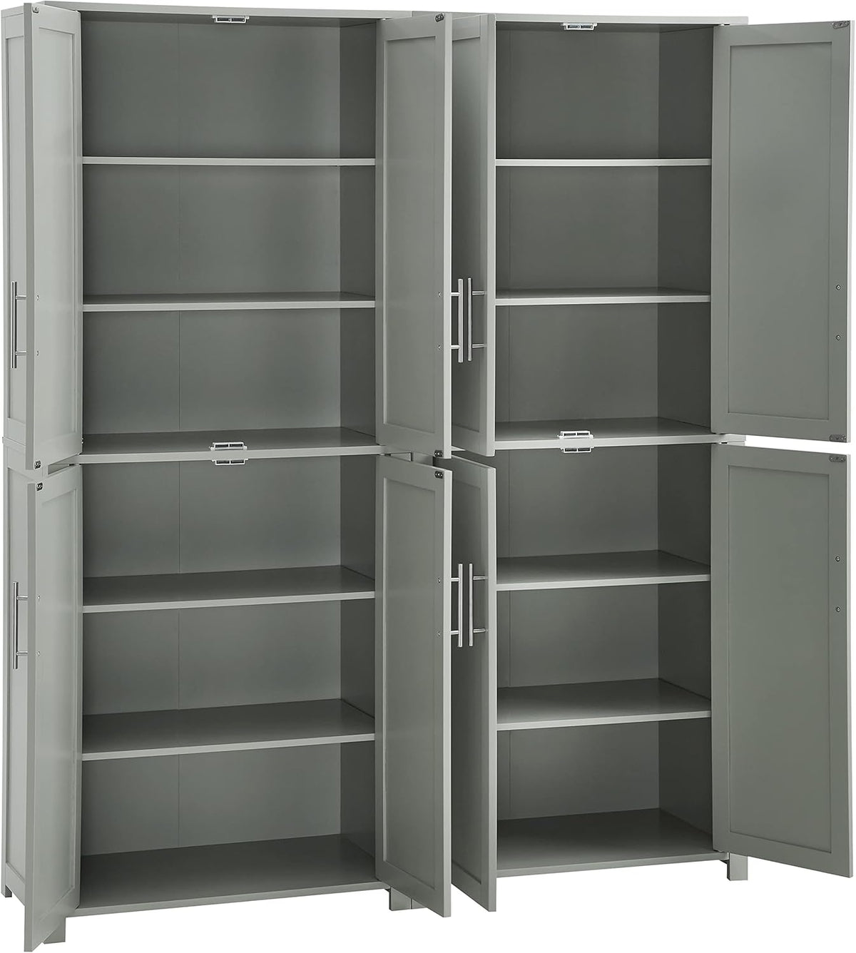 Crosley Furniture Savannah 2-Piece Pantry Storage Cabinet Set with Shelves, Kitchen, Dining, or Laundry Room, Gray