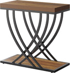 Tribesigns Side Table, 2-Tier Narrow End Table for Living Room, Industrial Nightstand with Metal Frame, Small Bedside Tables for Bedroom, Sofa Couch, Small Spaces, Rustic Brown