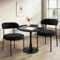 Dining Table and Chair Set 31.5" Black Round Table&2 Boucle Upholstered Chairs for Kitchen Dining Room Small Space 3 Piece Dining Table and Chair Set (Black)