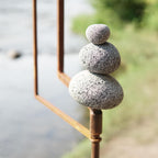 Aura Life Modern Zen Garden Spinner Kinetic Wind Sculpture with Rock Cairn & Stake - Relaxing Outdoor Spinners for Yard and Garden - Handmade Outdoor Wind Art Vane Sculptures (Bare Steel)