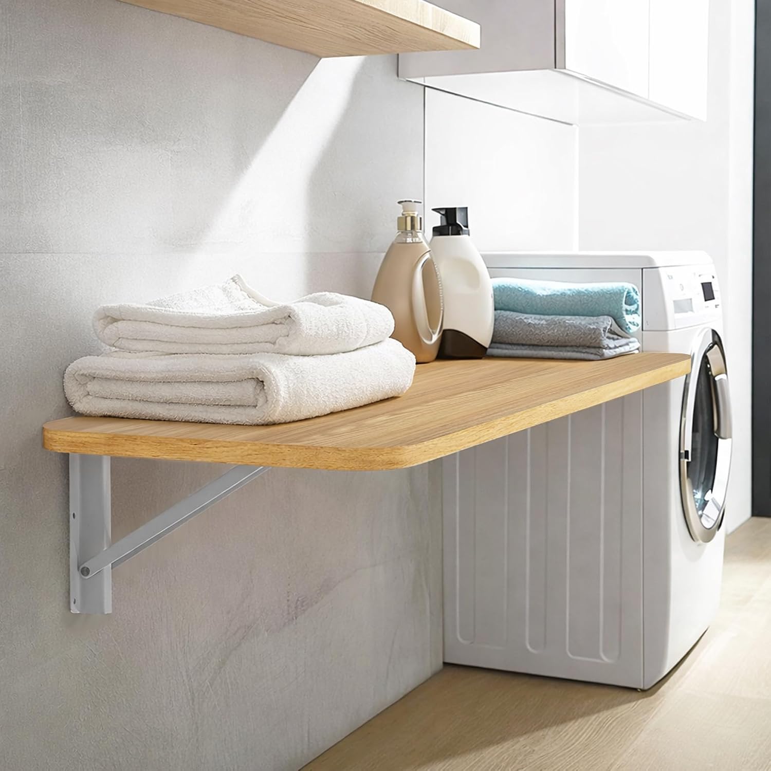 Laundry Folding Table, 40'' x 20'' Wooden Wall Mount Desk, Laundry Table for Folding Clothes, 40'' Length (Oak Color)