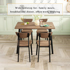 furlinkhm Kitchen Dining Table Set for 4, Modern Rectangular 5 Piece Dining Room Table and Chairs Set, Brown Wooden Metal Table Set for Family Dinner, Party, Afternoon Tea and Work (Curved Moon)
