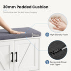 NEWBULIG Shoe Storage Bench for Entryway with Cushion, 27.6IN, White | Shoe Organizer Cabinet with Padded Cushion and Doors, Adjustable Shelves, Shoes Bench for Hallway, Mudroom, Bedroom