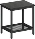 Outdoor Side Table with Storage 2-Tier Patio End Tables Black | Outdoor Accent Table Small Side Table For Pool, Deck, Garden