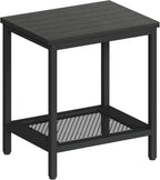 Outdoor Side Table with Storage 2-Tier Patio End Tables Black | Outdoor Accent Table Small Side Table For Pool, Deck, Garden