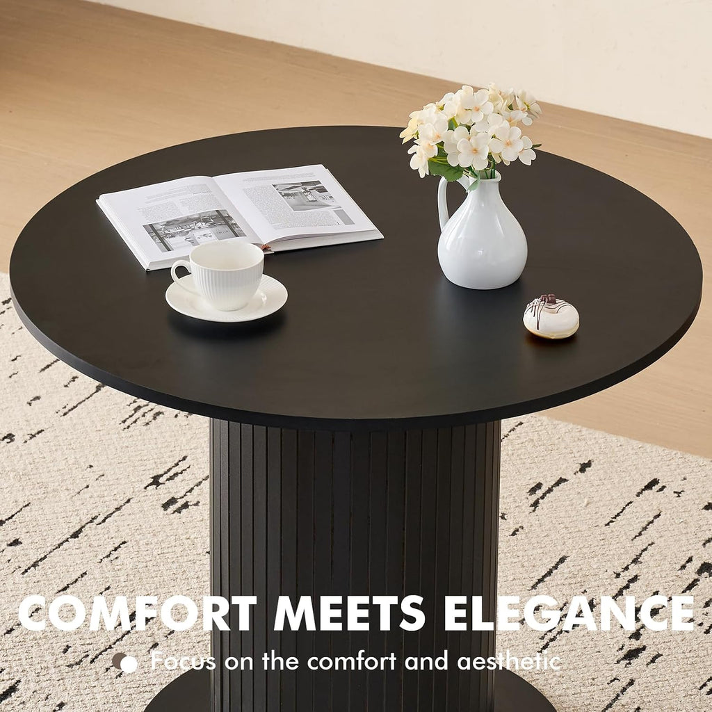 31.5" Round Dining Table for 2, Modern Small Pedestal Kitchen Table, Space Saving, for Apartment Dining Living Room,Black