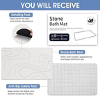 Stone Bath Mat Diatomaceous Earth Shower Mat Non-Slip Super Absorbent Diatomite Stone Mats for Bathroom Floor/Kitchen Counter Quick Drying Natural Easy to Clean(23.6''×15.4" White)