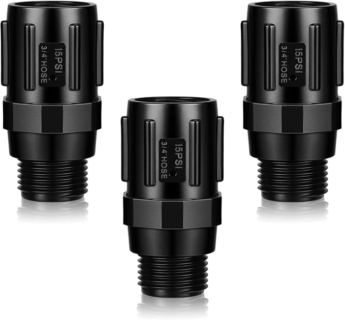 Tondiamo 3 Pcs 15 Psi Drip Irrigation Pressure Regulator, 3/4" Female Hose Thread x 3/4" Male Hose Thread Pressure Reducer Low Flow Valve for Garden Drip Irrigation Parts Emitters System