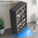 Spaco 65" Kitchen Pantry Storage Cabinet,5 Tiers Food Pantry Cabinet with Adjustable Shelves & Transparent Door,Metal Display Storage Cabinet on Wheels for Kitchen,Living Room and Dining Room. (Grey)