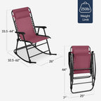 Best Choice Products Outdoor Zero Gravity Rocking Chair, Folding Reclining Patio Lounge Chair with Adjustable Pillow for Lawn, Beach, Camping - Burgundy