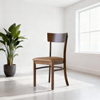 Livinia Mint Dining Chair Set of 2, Solid Malaysian Oak PU Leather Upholstered Cushion Seat, Straight Back Side Chairs (Walnut)
