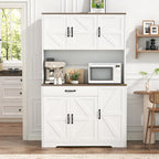 GRUSIGN 71" Pantry Cabinet with Charging Station, Large Capacity Kitchen Hutch Storage Cabinet, Kitchen Cabinet with Microwave Stand, Storage Drawers & Adjustable Shelves for Dining Room, White
