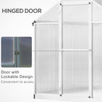 Outsunny 8' x 6' Greenhouse for Outdoors, Polycarbonate Greenhouse with Rain Gutter and Roof Vent, Aluminum Walk-in Green Houses for Outside Patio Backyard Garden