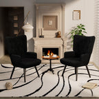 TLSUNNY Accent Chair, Upholstered Teddy Fabric Living Room Chairs | High Back Mid Century Modern Accent Chair, Comfy Wingback Chair for Living Room, Bedroom