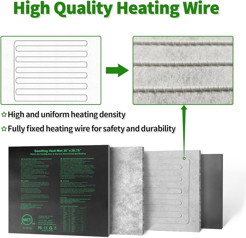 Seedling Heat Mat 20" x 20.75" Warm Hydroponic Plant for Indoor Gardening Germination Starting, Waterproof Durable