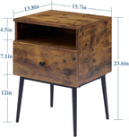 VECELO Modern Wood Night Stand,Square End Table Side Table with Drawer and Storage Space for Bedroom and Living Room