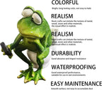 Funny Frog Sitting on Toilet, Green Frog Texting Toilet Decoration, Personalized Animal Resin Craft for Home, Office, Bathroom, Garden, Outdoor Gift