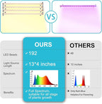 LED Grow Light Strips for Indoor Plants Full Spectrum 3500K, 192 LEDs Plant Light Bar with 3/9/12H Timer, 10 Dimmable Levels for Seedling Succulent, 13 Inches, 4 Head