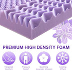 MUXHOMO 3.9 Inch 7-Zone King Mattress Topper, Egg Crate Foam Mattress Topper King Size for Back Pain, Lavender Cooling Gel Infused Bed Pad, CertiPUR-US and Oeko-TEX Certification (76"×80")