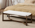 CIMOTA 49 Inch Modern Entryway Bench, Upholstered Bedroom Bench with Solid Wood Frame, Y-Shaped Foot, Comfy Ottoman for Bedroom End of Bed/Hallway/Living Room/Indoor, Linen Beige