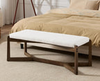 CIMOTA 49 Inch Modern Entryway Bench, Upholstered Bedroom Bench with Solid Wood Frame, Y-Shaped Foot, Comfy Ottoman for Bedroom End of Bed/Hallway/Living Room/Indoor, Linen Beige