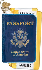 Old World Christmas Passport Glass Blown Ornament for Christmas Tree, Handcrafted Holiday Decoration, Travel Collection