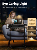 SAIJI XXL Extra Large Sturdy TV Tray Table, Laptop Desk for Couch | Height & Tilt Adjustable Heavy Duty TV Trays for Eating, Working, Writing,Drawing, Recliner Table Couch Desk with LED Light