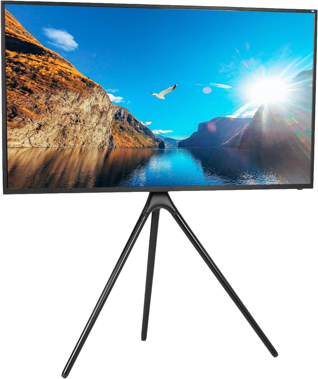 VIVO Black Easel TV Stand for 45 to 65 inch Screens, STAND-TV65AB | Articulating Artistic Studio Display Stand, Adjustable TV Mount with Swivel, Tripod Base, Max VESA 600x400, Holds 77 lbs