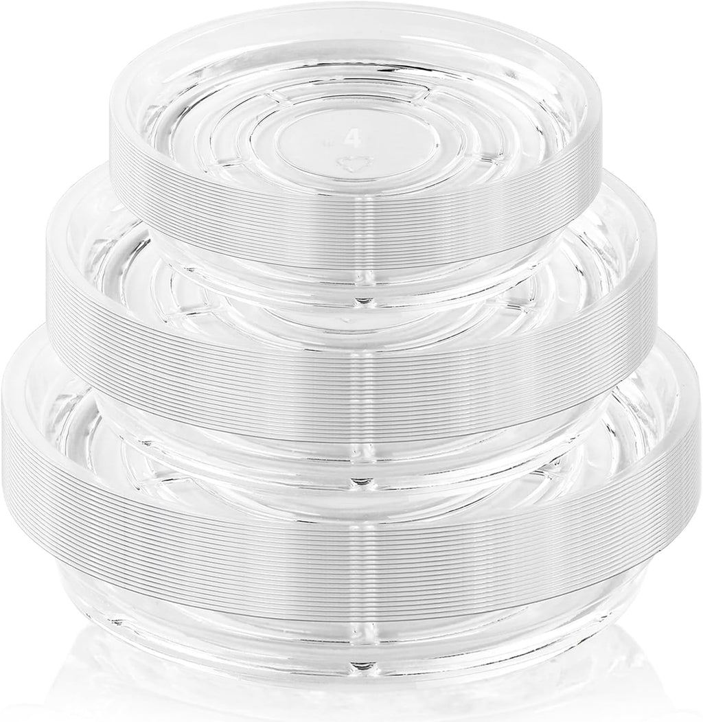 60 Pack Clear Plant Saucers for Indoors (4 6 8 Inch) Flower Pot Saucers for Potted Plants Plate Set Plant Trays for Indoors No Holes Plants Saucer Trays for Pots Drip Tray Plastic Tray for Succulent