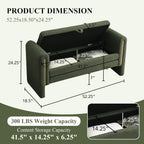 52" Storage Ottoman Bench, Teddy Upholstered End of Bed Bench with Pull-Ring, Storage Bench with Armrest, Window Bench Sturdy with Safety Hinge,Entryway Bench for Bedroom(Olive Green)