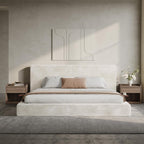 VMU King Size Upholstered Platform Bed Frame with Headboard for Bedroom