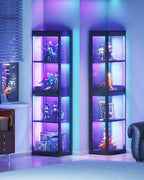 AODK Glass Display Cabinet with Glass Doors, Display Case with RGB Lights