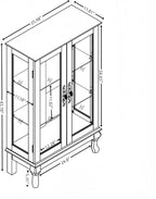 HRVEOCEI Curio Cabinet with Lighted, Display Cabinet with Glass Doors, Corner China Cabinet with Tempered Adjustable Glass Shelves & Carved Decoration(White)