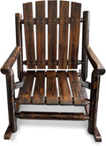 Rustic Log Wooden Rocking Chair, Handcrafted Solid Fir Wood Outdoor Rocker for Porch, Patio, Heavy-Duty 700 LBS, Weather-Resistant Finish, Natural Charm (Deep Brown)