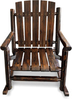 Rustic Log Wooden Rocking Chair, Handcrafted Solid Fir Wood Outdoor Rocker for Porch, Patio, Heavy-Duty 700 LBS, Weather-Resistant Finish, Natural Charm (Deep Brown)