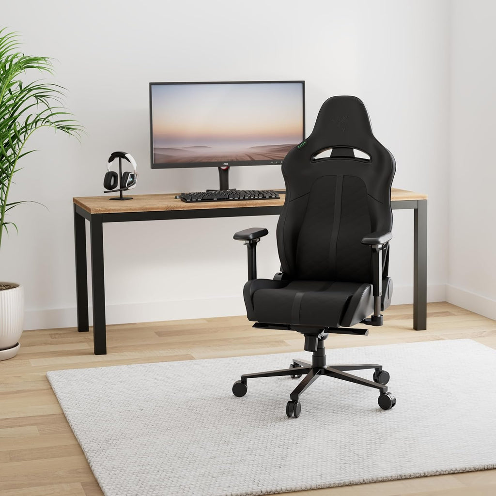 Razer Enki Gaming Chair, Built-in Lumbar Arch, All-Day Comfort, Black | Optimized Cushion Density, Dual-Textured, Eco-Friendly Synthetic Leather, Adjustable 152-degree Recline