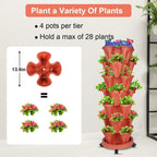 Vertical Planter, 7 Tier Stackable Strawberry Planter with Garden Tool Set, Movable Indoor/Outdoor Garden Herb Pot for Growing Vegetables and Succulents, Red