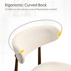 Furniliving Mid Century Modern Dining Chairs Set of 2, 300 lbs Capacity Upholstered Chenille Kitchen Chairs with Walnut Grain Metal Legs and Ergonomic Curved Back, Beige(Walnut/Chenille)