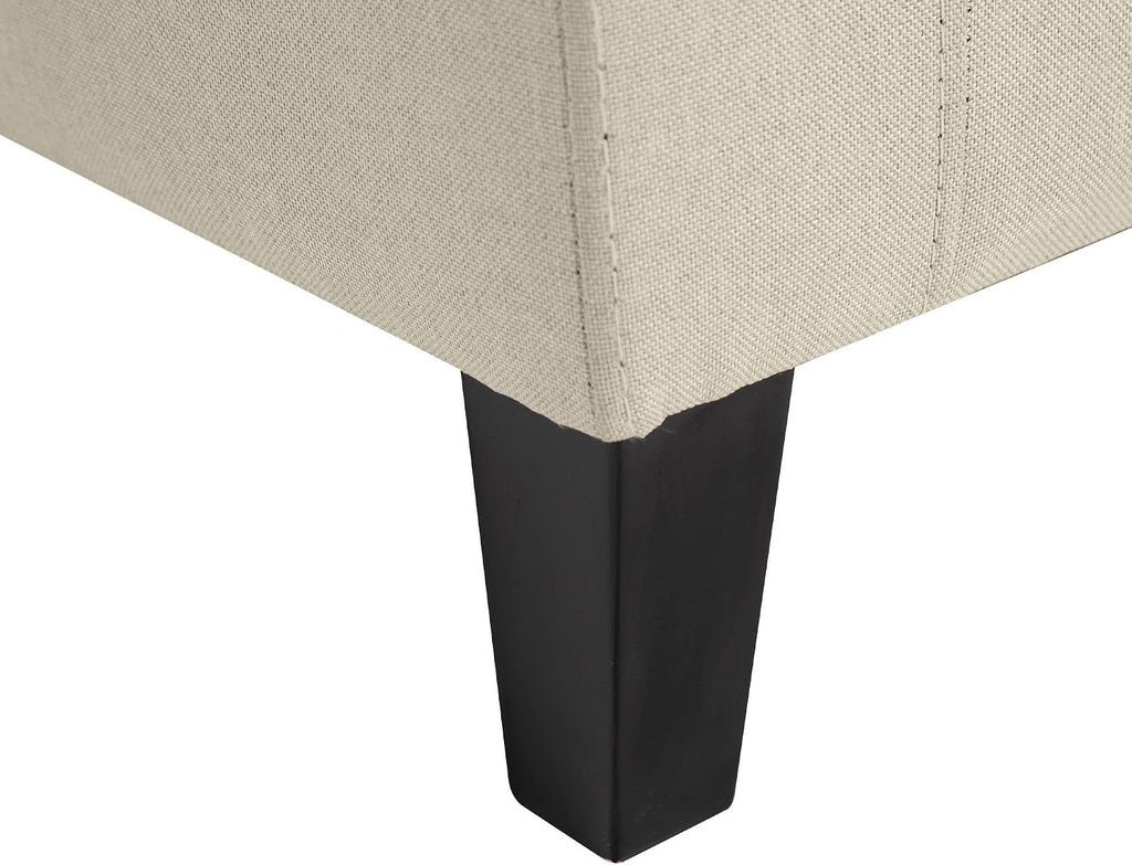 Classic Linen Tufted Storage Ottoman Bench Lift Top Beige Sophisticated Style Fabric Comfortable Seating Durable FFor rame