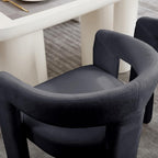 GNIXUU Barrel Dining Chair Set of 2, Modern Upholstered Boucle Dining Room Chairs with Arms and Backrest, Comfy Accent Side Chair for Kitchen, Living Room, Black