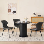 31.5" Round Dining Table for 2, Modern Small Pedestal Kitchen Table, Space Saving, for Apartment Dining Living Room,Black