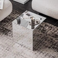 Modern End Table, Mirrored Acrylic Side Table, Cube Coffee Table, Product Photography Props, Simple Bedside Table, Small Accent Table for Living Room, Bedroom(Silver,30cm-11.8in)