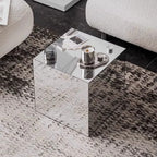 Modern End Table, Mirrored Acrylic Side Table, Cube Coffee Table, Product Photography Props, Simple Bedside Table, Small Accent Table for Living Room, Bedroom(Silver,30cm-11.8in)