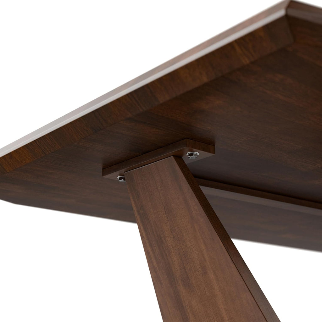 Furniture of America Nazaen III 82.5" Mid-Century Modern Solid Wood Live Edge Dining Table with Steel Support, Walnut Finish, Seats 4–6