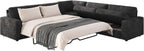 AMERLIFE 106" Sofa Bed, Couch with Pull Out Bed with Storage-Chenille Gray | Pull Out Couch Bed with Memory Foam Mattress, Resilient Cushion, Fluffy Backrest, Queen Size Sofa Bed for Living Room