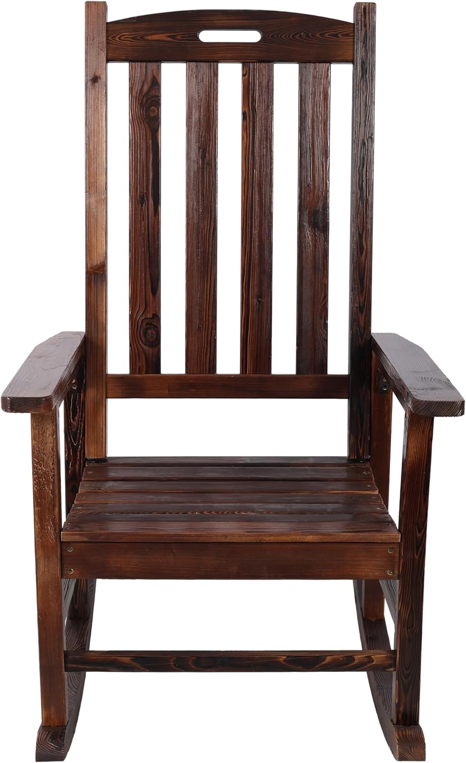 Wooden Oversized Porch Rocking Chair, Wide seat, high Back, high-Back Smooth Rocking Chair, Suitable for Indoor and Outdoor use, Brown