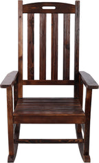 Wooden Oversized Porch Rocking Chair, Wide seat, high Back, high-Back Smooth Rocking Chair, Suitable for Indoor and Outdoor use, Brown
