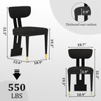 Black and Gold Dining Chairs Set of 4, Mid Century Upholstered Dining Room Chairs with Curved Backrest and Stainless Steel Legs, Luxury Modern Boucle Dining Chairs for Kitchen, Living Room